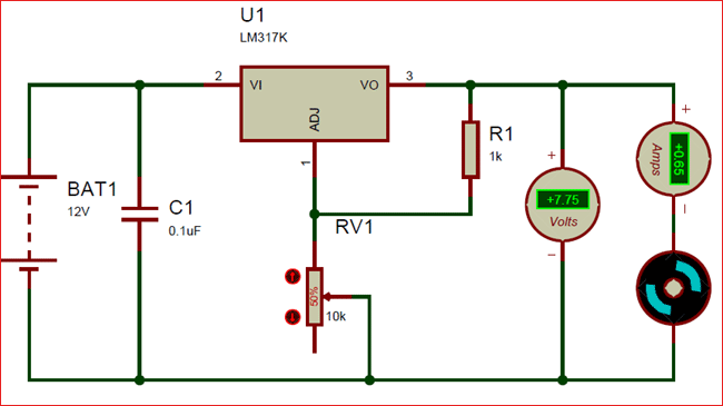 电路采用LM317可变电压稳压器