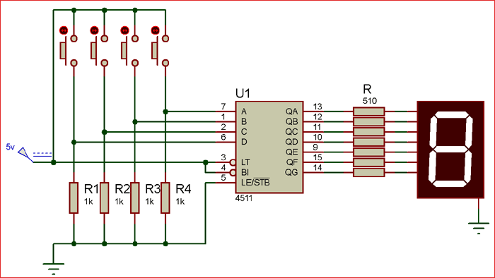 电路采用CD4511 7段驱动IC