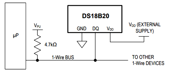 DS18B20微控制器电路图