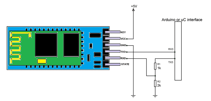 HC-06带有Arduino电路的蓝牙模块
